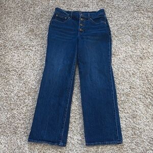Women’s J. Crew Dark Wash Blue High-Rise Wide Leg Full Length Jeans Size 27